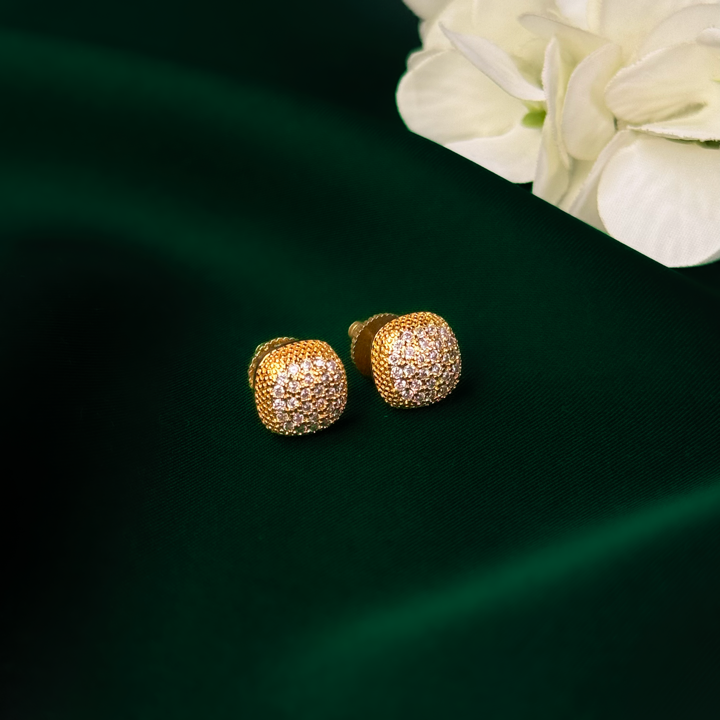 Golden Luxe Cushion Earring Studs