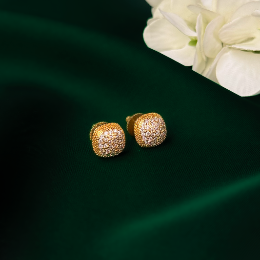 Golden Luxe Cushion Earring Studs