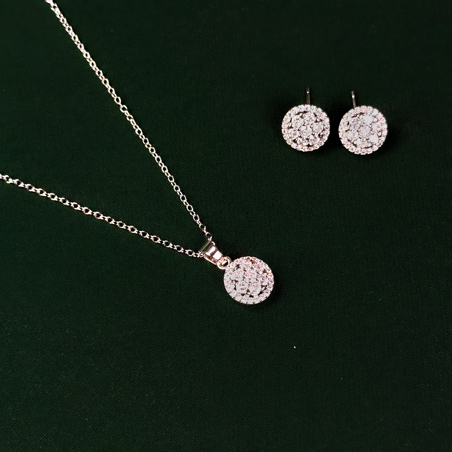 Crystal Halo Pendant Set