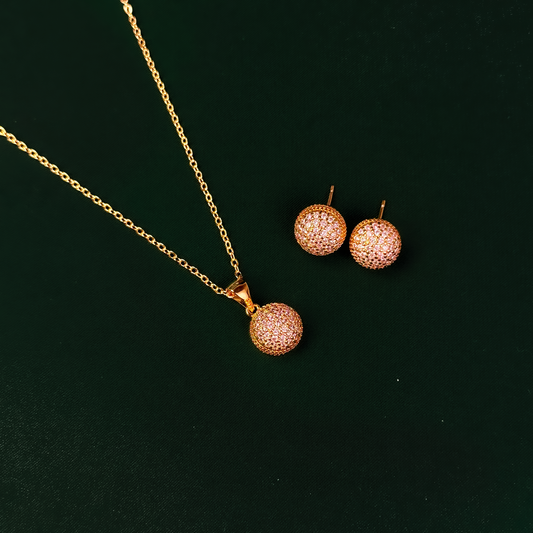 Golden Spark Sphere Necklace Set