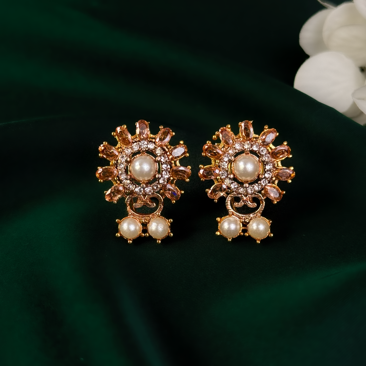 Champagne Pearl Zircon Studs