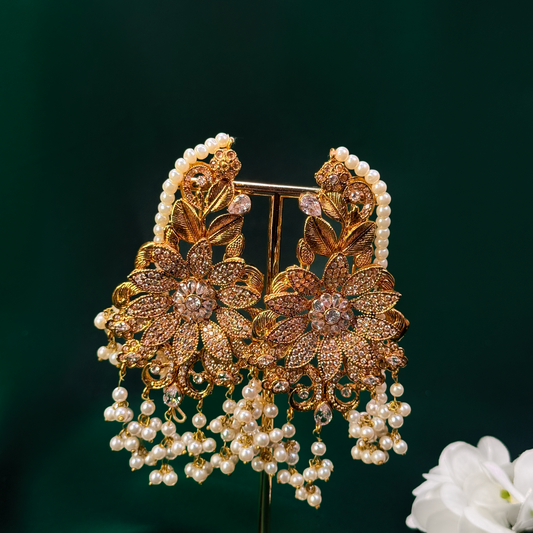 White Lotus Pearl Earrings