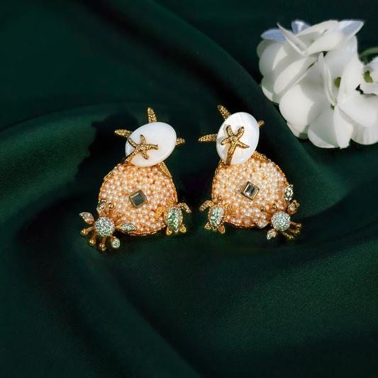 Ivory Seashore Designer Pearl Earrings
