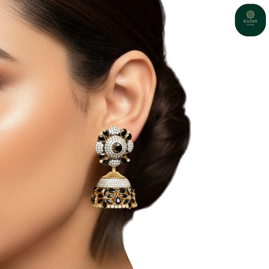 Ebony Lotus Jhumke
