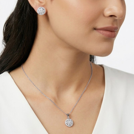 Crystal Halo Pendant Set