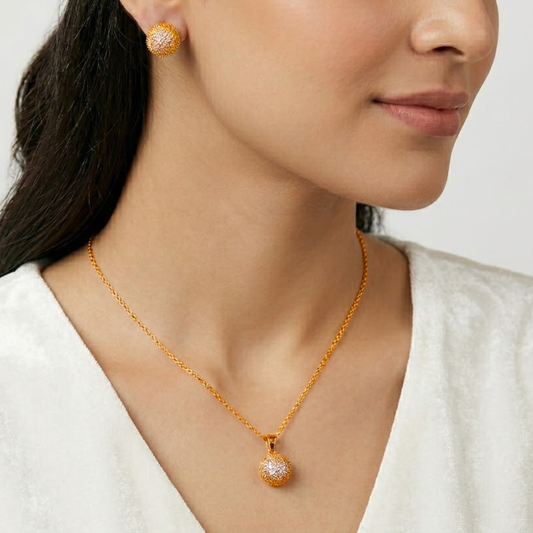 Golden Spark Sphere Necklace Set
